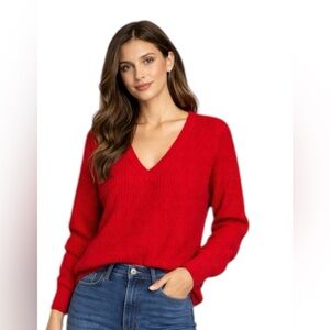 Summerfield Red V Neck Knit Sweater Women’s Size M